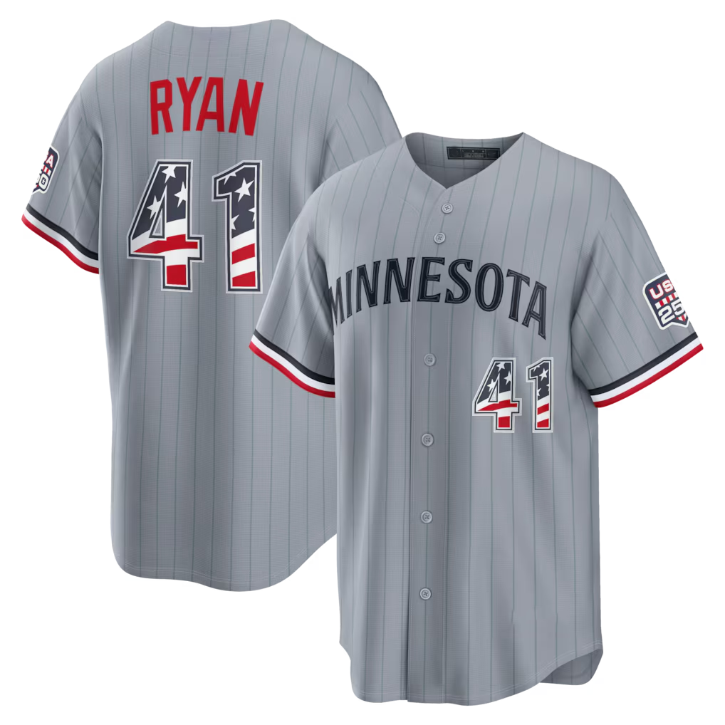 harde M.Twins #41 Joe Ryan Gray USA 250 Fourth of July Road Stadium Jersey