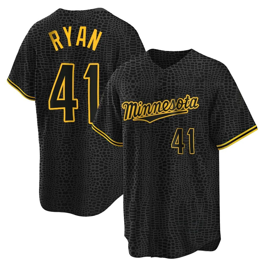 harde M.Twins #41 Joe Ryan Player Black Snake Skin City Home Game Stitched Jerseys