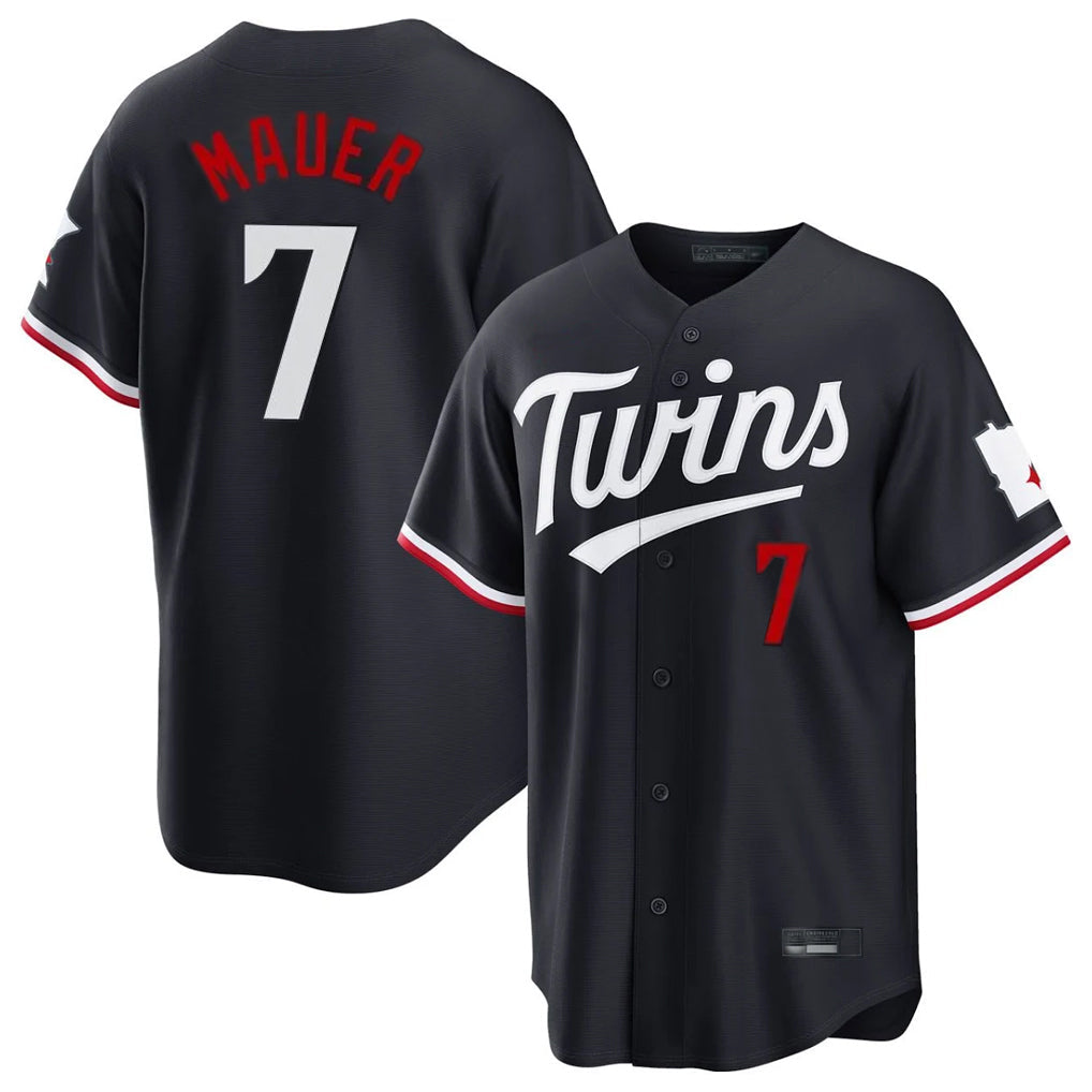harde M.Twins #7 Joe Mauer Player Navy Home Game Stitched Jerseys