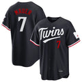 harde M.Twins #7 Joe Mauer Player Navy Home Game Stitched Jerseys