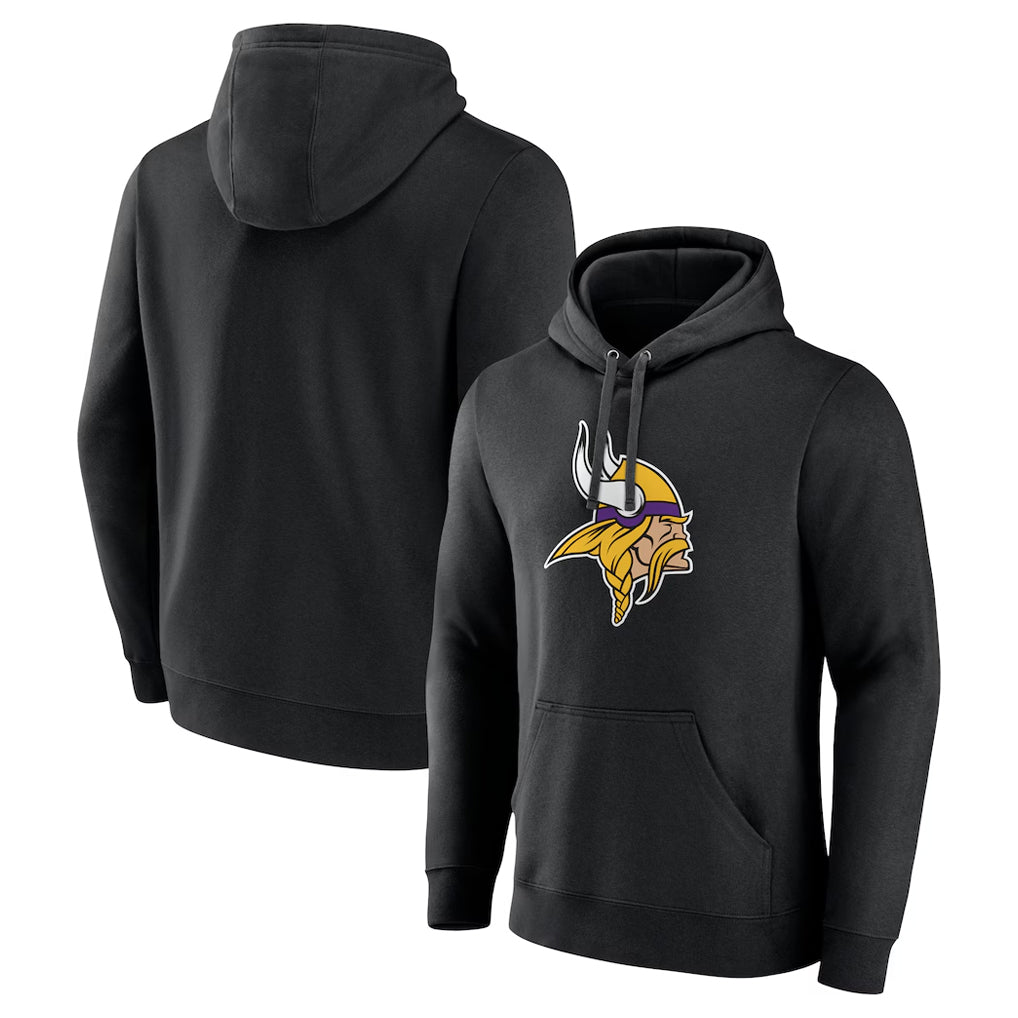 harde MN.Vikings Black LOGO Pullover Hoodies Limited Game Blank Player Stitched Jerseys