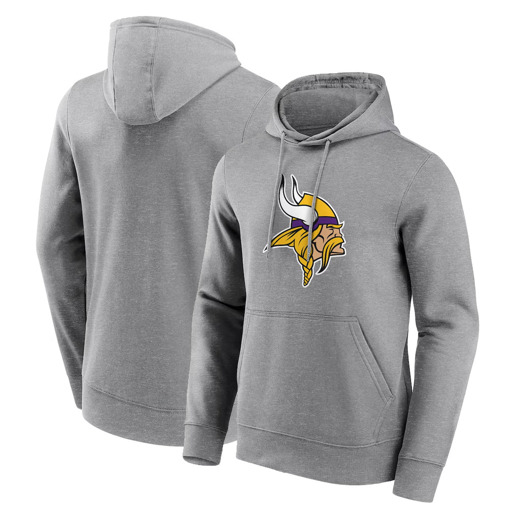 harde MN.Vikings Gray LOGO Pullover Hoodies Blank Player Home Game Stitched Jerseys