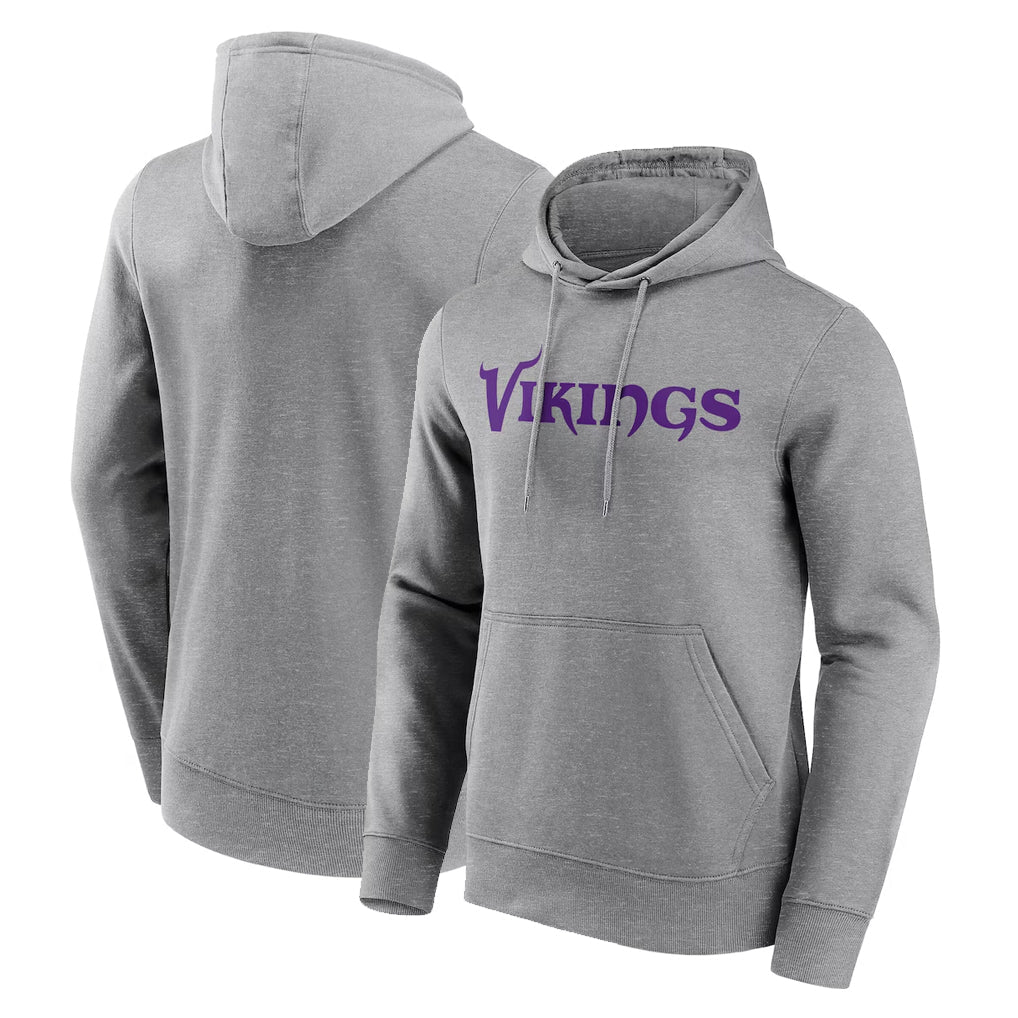 harde MN.Vikings Gray LOGO Pullover Hoodies Home Game Blank Player Stitched Jerseys