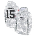 harde MN.Vikings #15 Dallas Turner Player Arctic Camo Salute to Service Pullover Hoodies Limited Game Stitched Jerseys