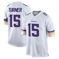 harde MN.Vikings #15 Dallas Turner Player White Home Game Stitched Jerseys