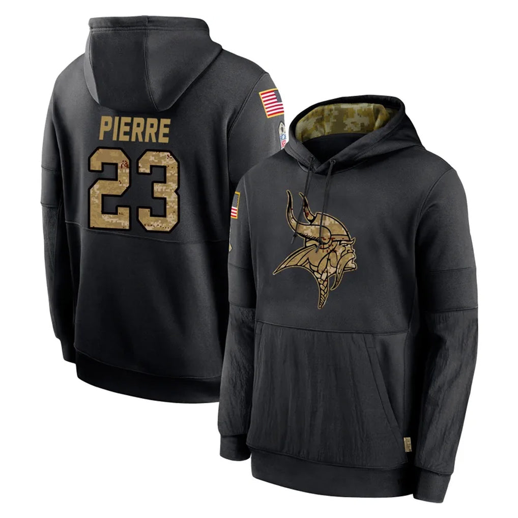 harde MN.Vikings #23 James Pierre Player Black Salute to Service Hoodies Limited Game Stitched Jerseys