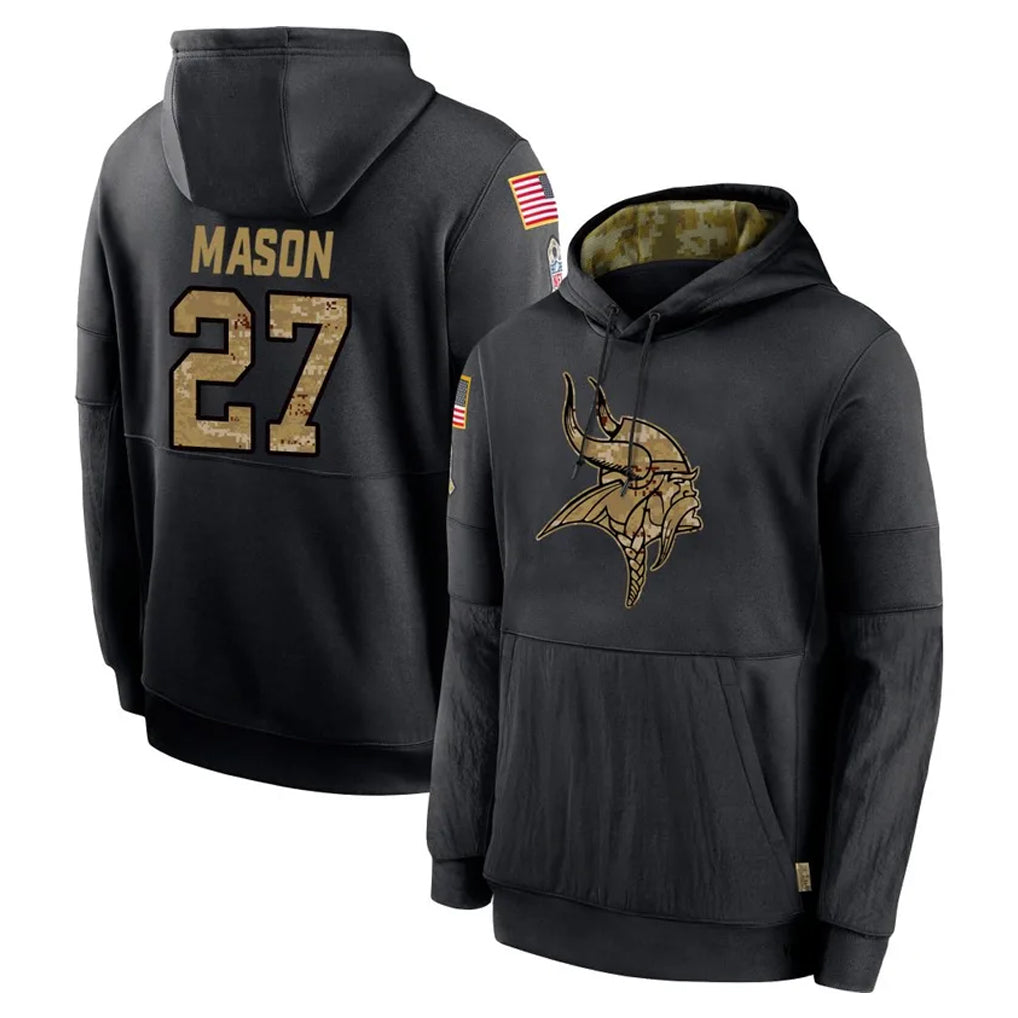 harde MN.Vikings #27 Jordan Mason Player Black Salute to Service Hoodies Limited Game Stitched Jerseys