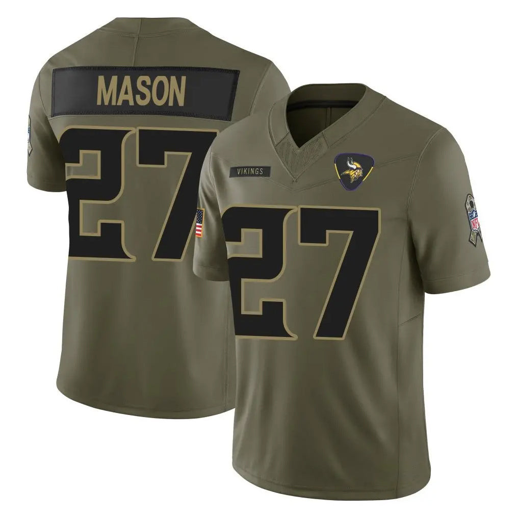 harde MN.Vikings #27 Jordan Mason Player Olive 2025 Salute To Service Limited Game Stitched Jerseys