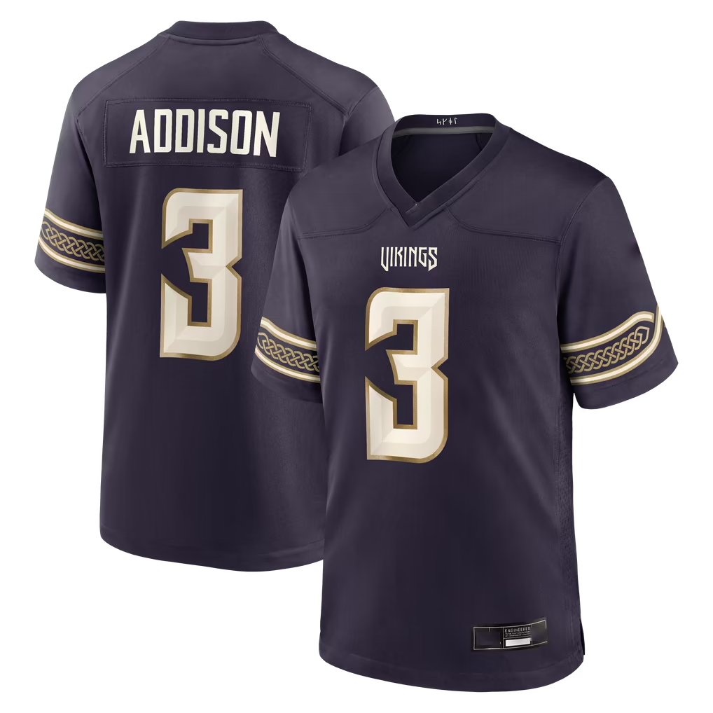 harde MN.Vikings #3 Jordan Addison Purple 2026 Rivalries Collection Game Stitched Jerseys