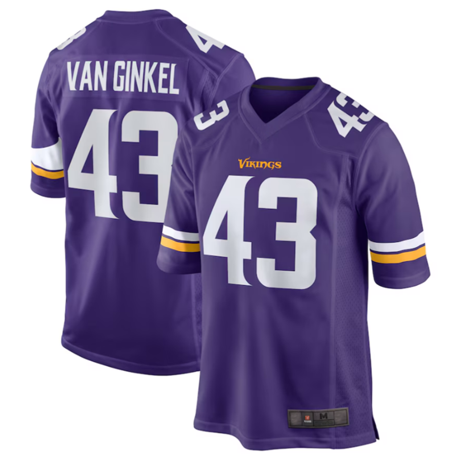 harde MN.Vikings #43 Andrew Van Ginkel Purple Team Game Jersey Stitched American Stitched Jersey