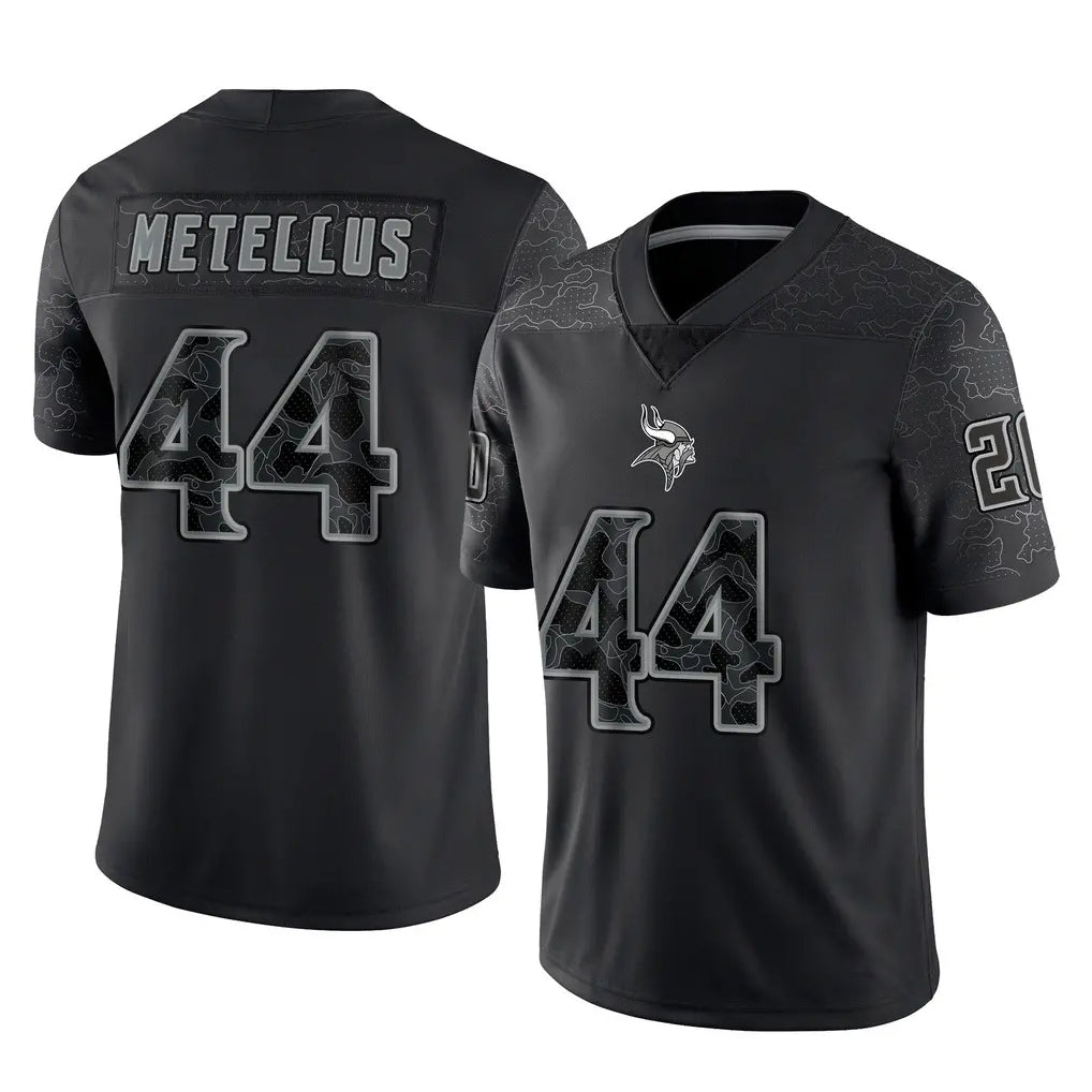 harde MN.Vikings #44 Josh Metellus Player Black Reflective LImited Home Game Stitched Jerseys