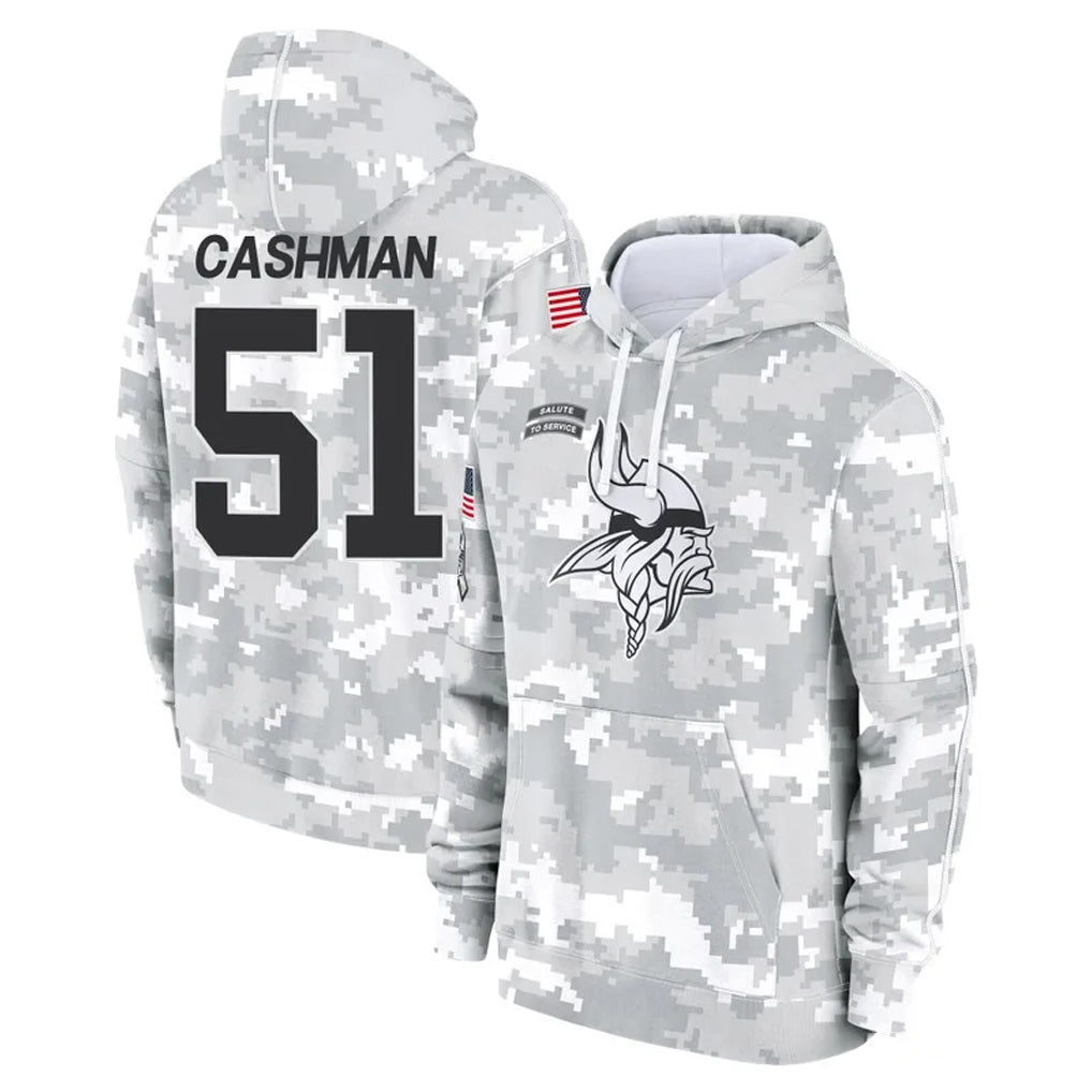 harde MN.Vikings #51 Blake Cashman Player Arctic Camo Salute to Service Pullover Hoodies Limited Game Stitched Jerseys