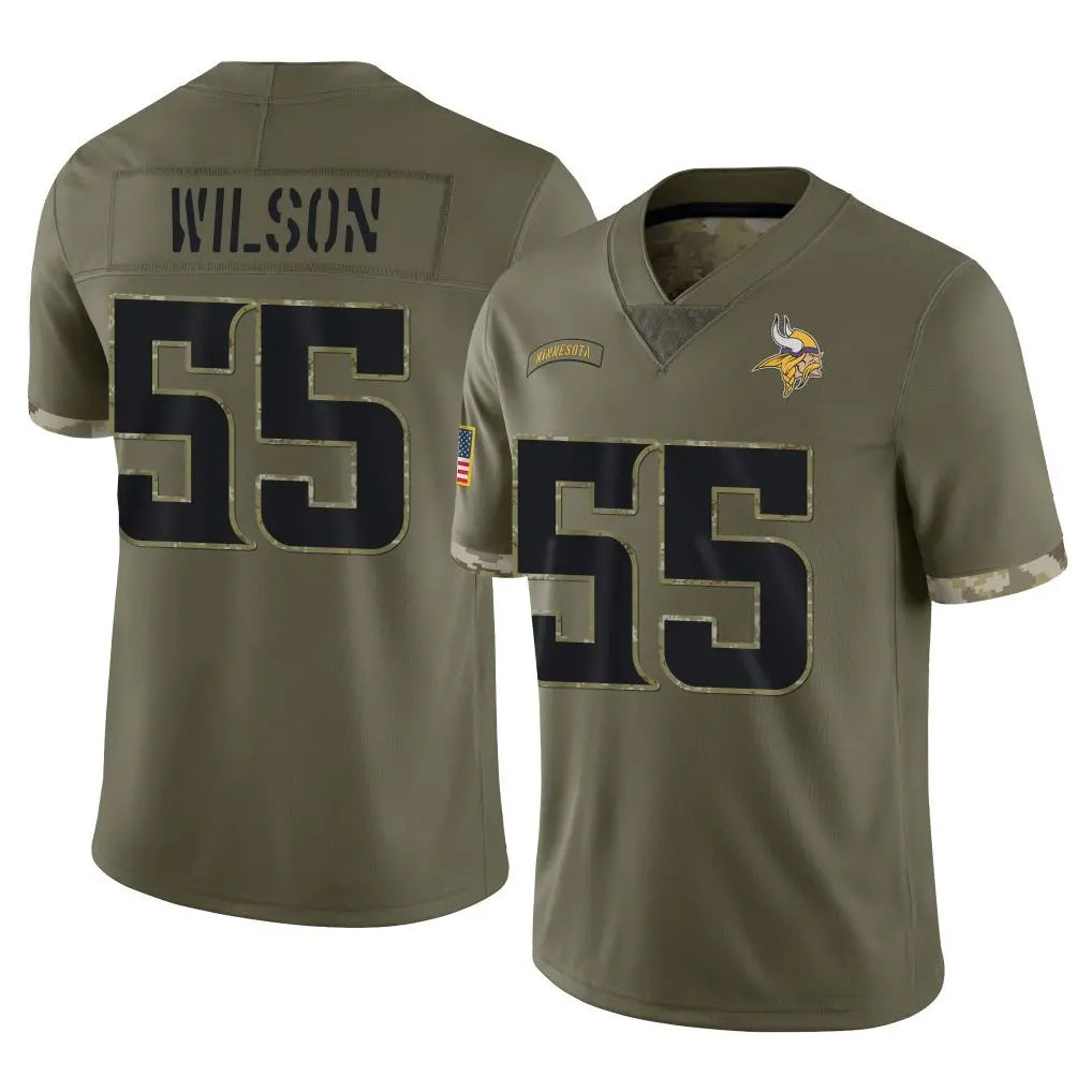 harde MN.Vikings #55 Eric Wilson Player Olive Salute To Service Limited Stitched Jerseys