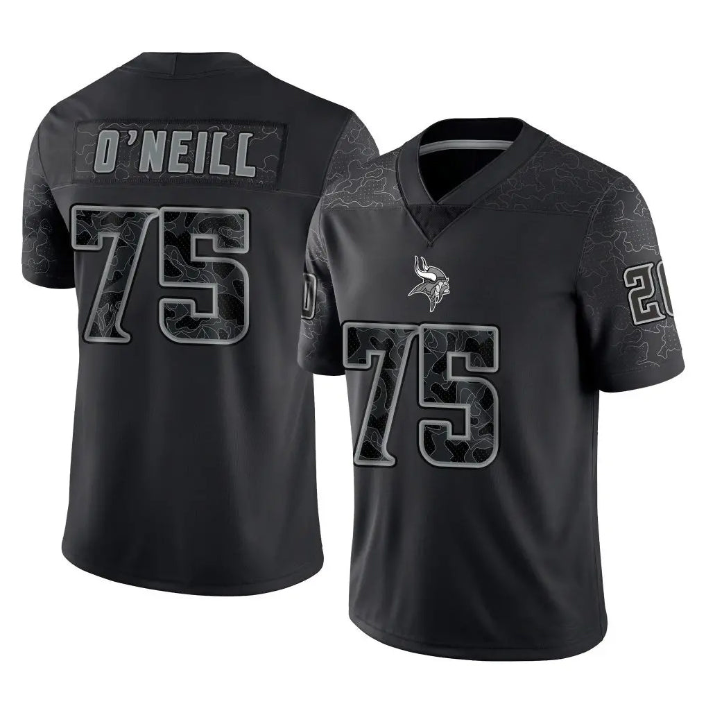harde MN.Vikings #75 Brian O'Neill Player Black Reflective LImited Home Game Stitched Jerseys