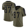 harde MN.Vikings #87 T.J. Hockenson Player Olive Salute To Service Limited Game Stitched Jerseys