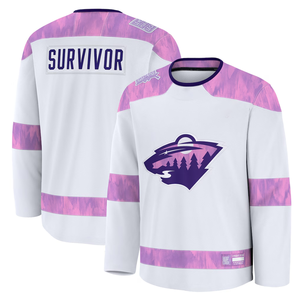 harde M.Wild White Hockey Fights Cancer Survivor Practice Jerseys