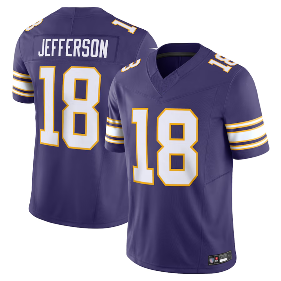 harde MN.Vikings #18 Justin Jefferson Player Purple Vapor F.U.S.E. Limited Stitched Jerseys