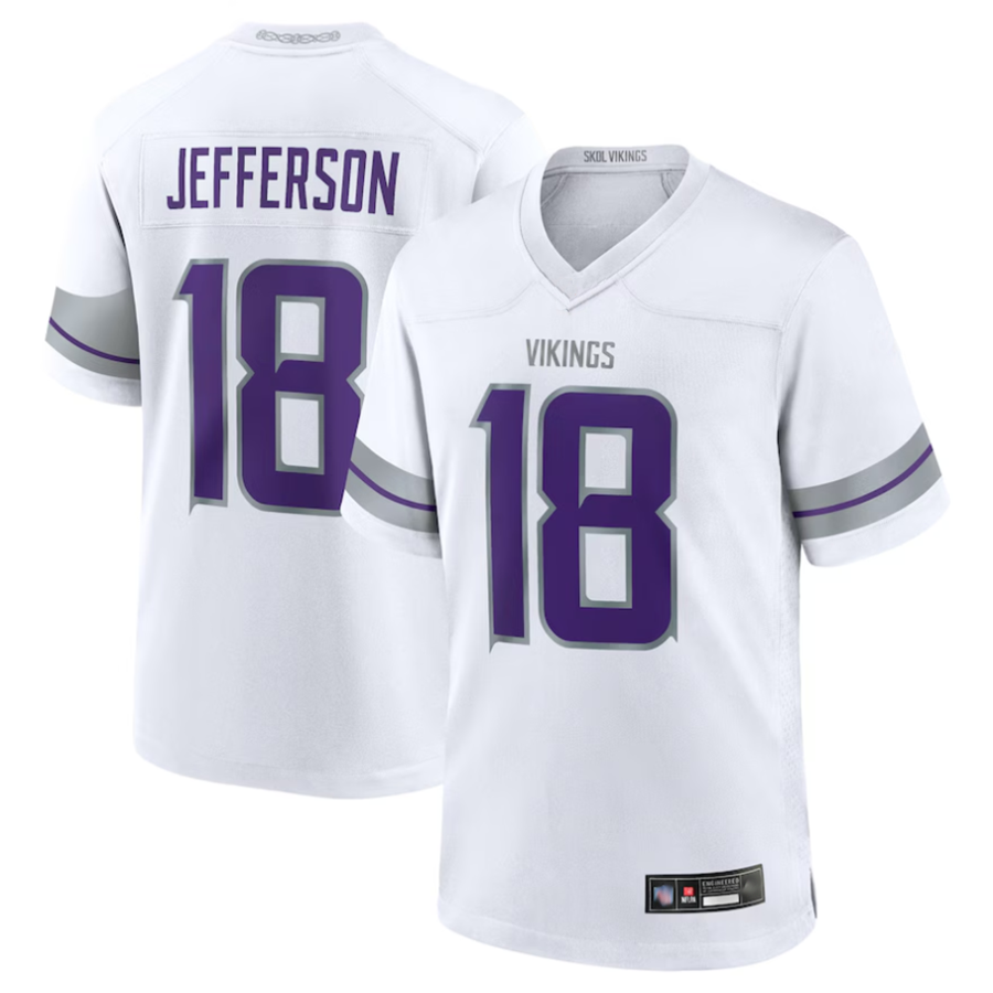 harde MN.Vikings #18 Justin Jefferson Player White Replica Game Stitched Jerseys