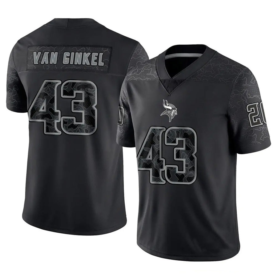 harde MN.Vikings #43 Andrew Van Ginkel Player Black REFLECTIVE Limited Stitched Jerseys