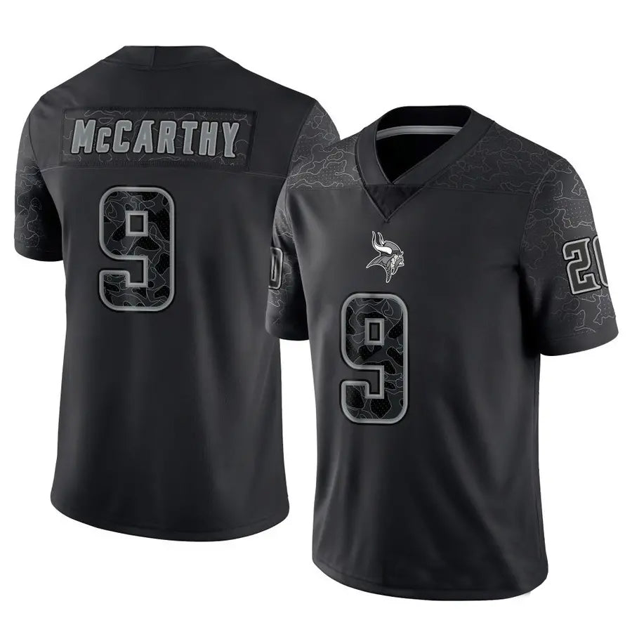 harde MN.Vikings #9 J.J. McCarthy Player Black REFLECTIVE Limited Stitched Jerseys