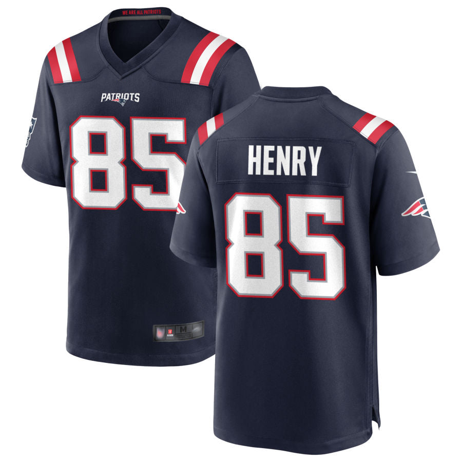 harde NE.Patriots #85 Hunter Henry Navy Game Home Jerseys