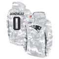 harde NE.Patriots #0 Christian Gonzalez Player Salute to Service Hoodies Stitched Jerseys