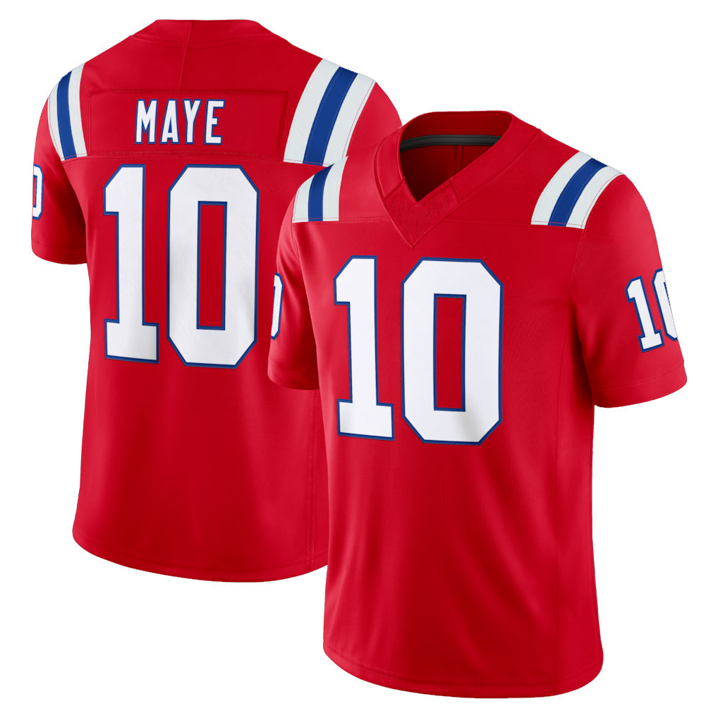 harde NE.Patriots #10 Drake Maye Player Red Limited Vapor F.U.S.E. Home Game Stitched Jerseys