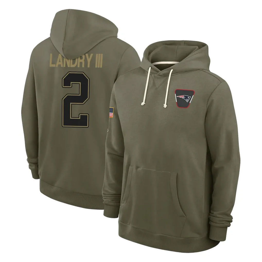 harde NE.Patriots #2 Harold Landry III Player Olive Salute to Service Pullover Hoodies Limited Stitched Jerseys