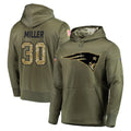 harde NE.Patriots #30 Jam Miller Player Olive Salute to Service Pullover Hoodies Home Game Stitched Jerseys