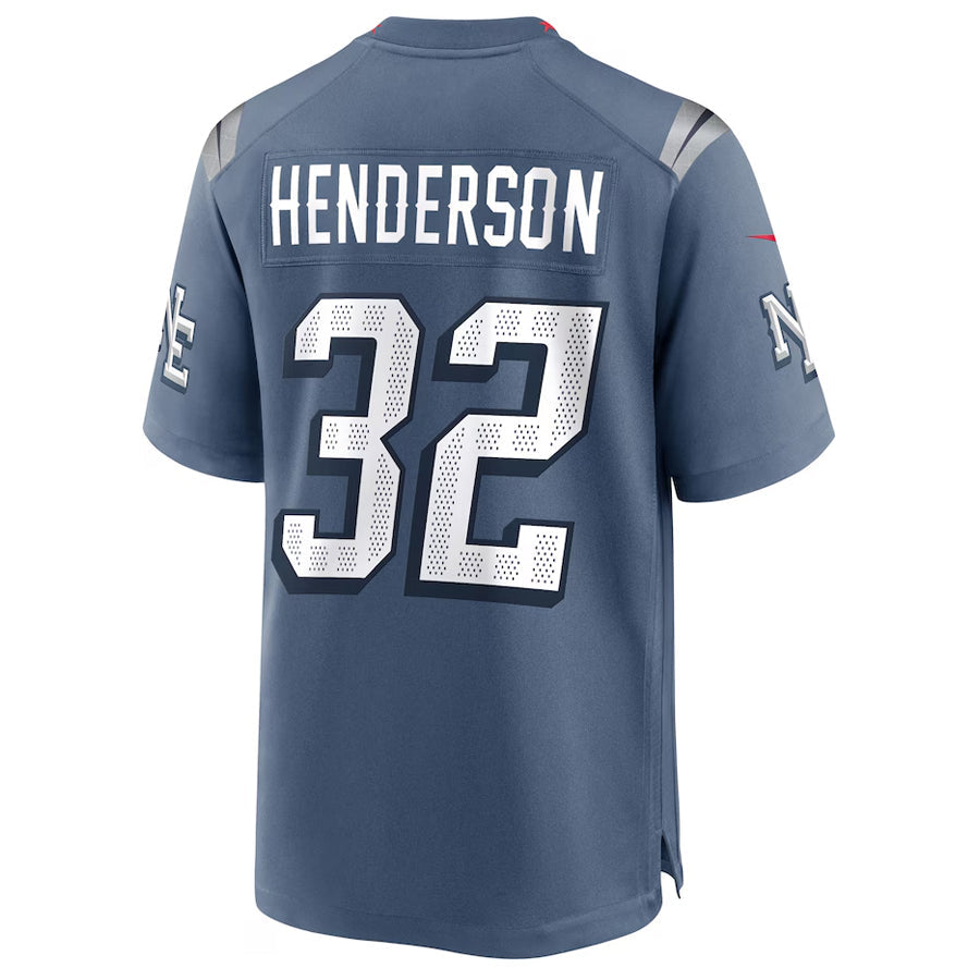 harde NE.Patriots #32 TreVeyon Henderson Player Storm Blue Rivalries Collection Game Stitched Jerseys