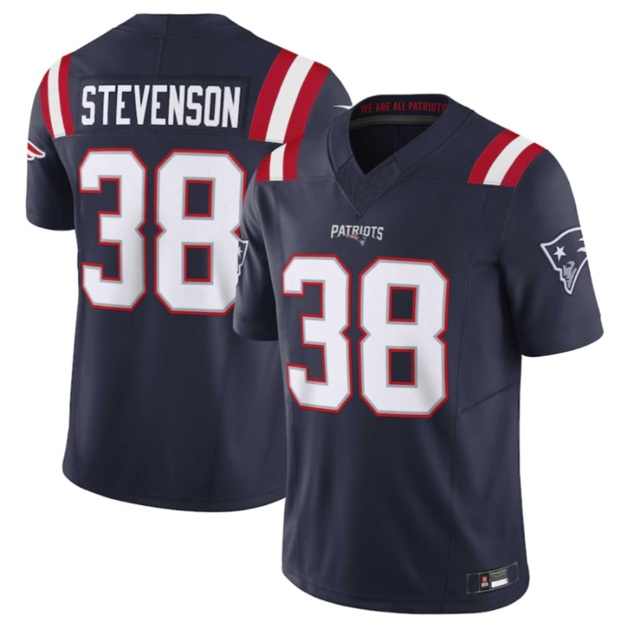 harde NE.Patriots #38 Rhamondre Stevenson Navy Vapor F.U.S.E. Limited American Stitched Jerseys
