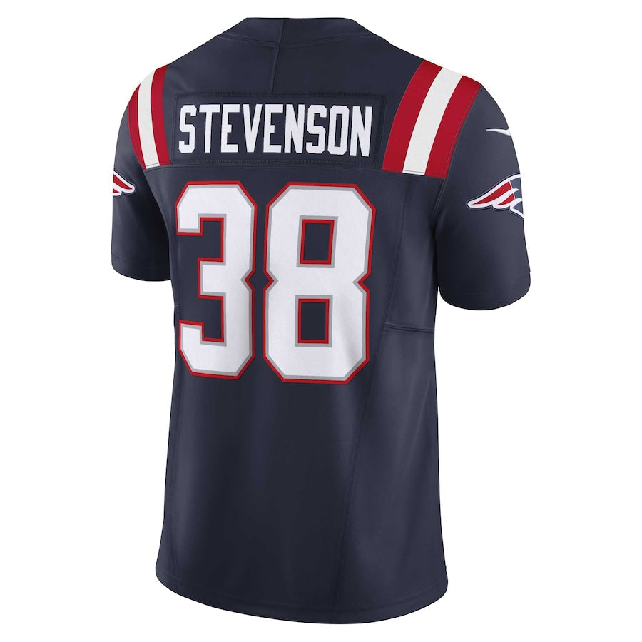 harde NE.Patriots #38 Rhamondre Stevenson Player Vapor F.U.S.E. Limited Navy Stitched Jerseys