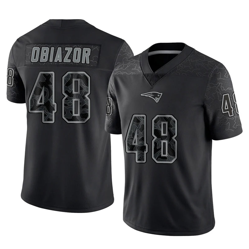 harde NE.Patriots #48 Namdi Obiazor Player Black Reflective LImited Home Game Stitched Jerseys