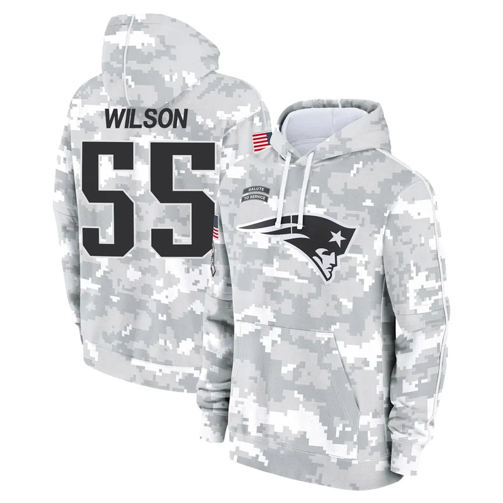 harde NE.Patriots #55 Jared Wilson Player Arctic Camo Salute to Service Pullover Hoodies Limited Game Stitched Jerseys