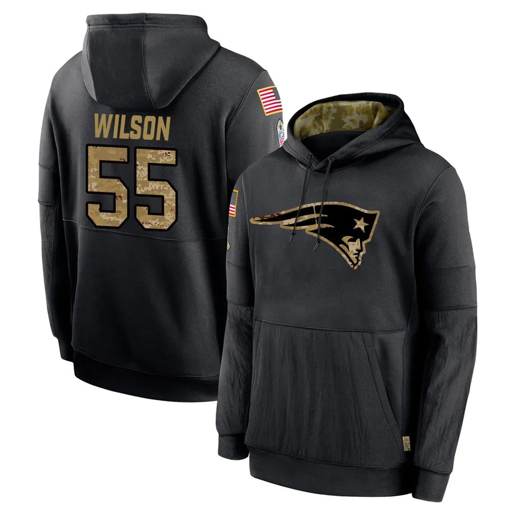 harde NE.Patriots #55 Jared Wilson Player Black Salute to Service Hoodies Limited Game Stitched Jerseys