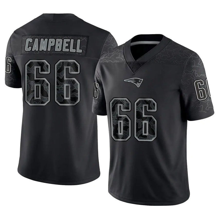harde NE.Patriots #66 Will Campbell Player Black Reflective Limited Stitched Jerseys