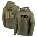 harde NE.Patriots #85 Hunter Henry Player Olive Salute to Service Pullover Hoodies Home Game Stitched Jerseys