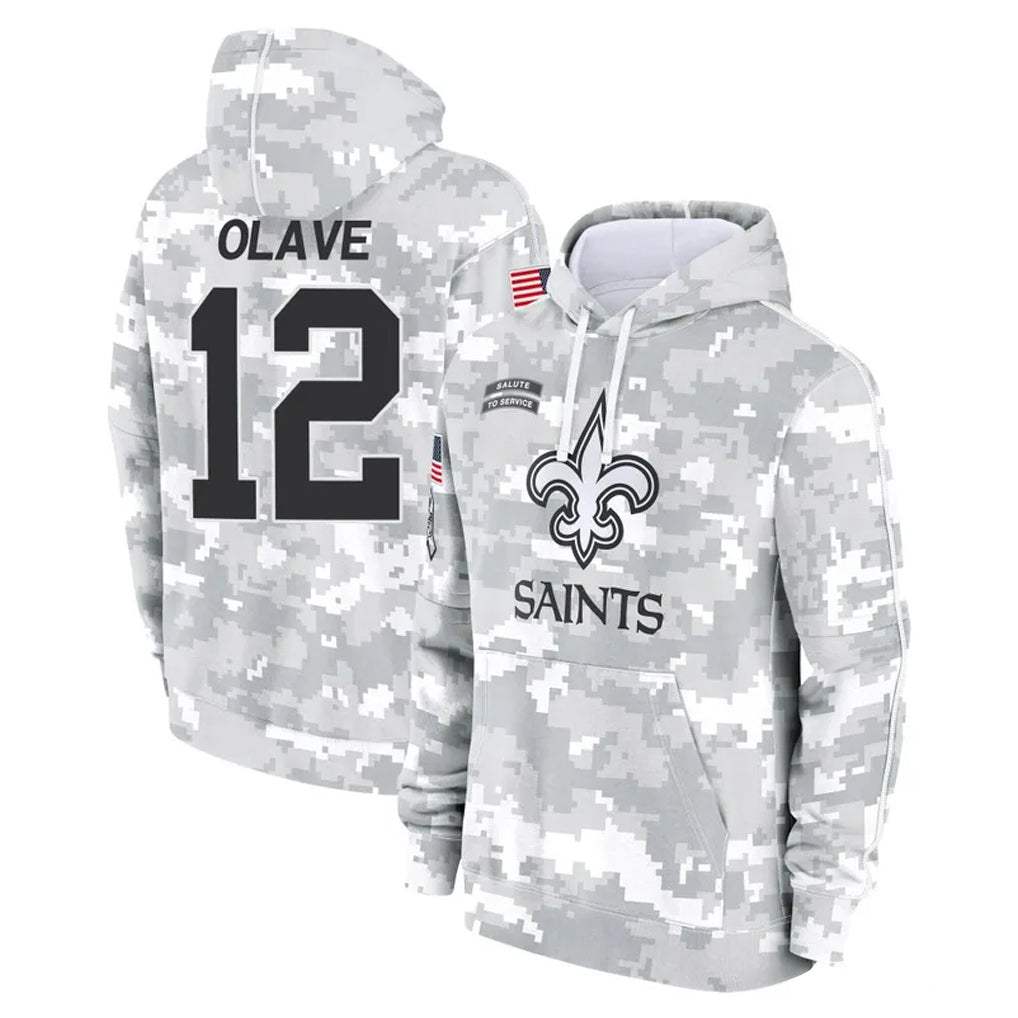 harde NO.Saints #12 Chris Olave Player Arctic Camo Salute to Service Pullover Hoodies Limited Game Stitched Jerseys