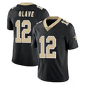 harde NO.Saints #12 Chris Olave Player Black Limited Vapor Untouchable Home Game Stitched Jerseys