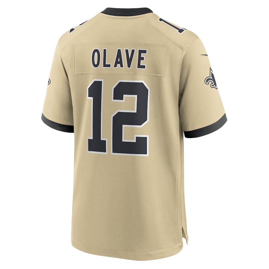 harde NO.Saints #12 Chris Olave Player Gold Alternate Game Stitched Jerseys