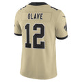 harde NO.Saints #12 Chris Olave Player Gold Alternate Vapor F.U.S.E. Limited Stitched Jerseys