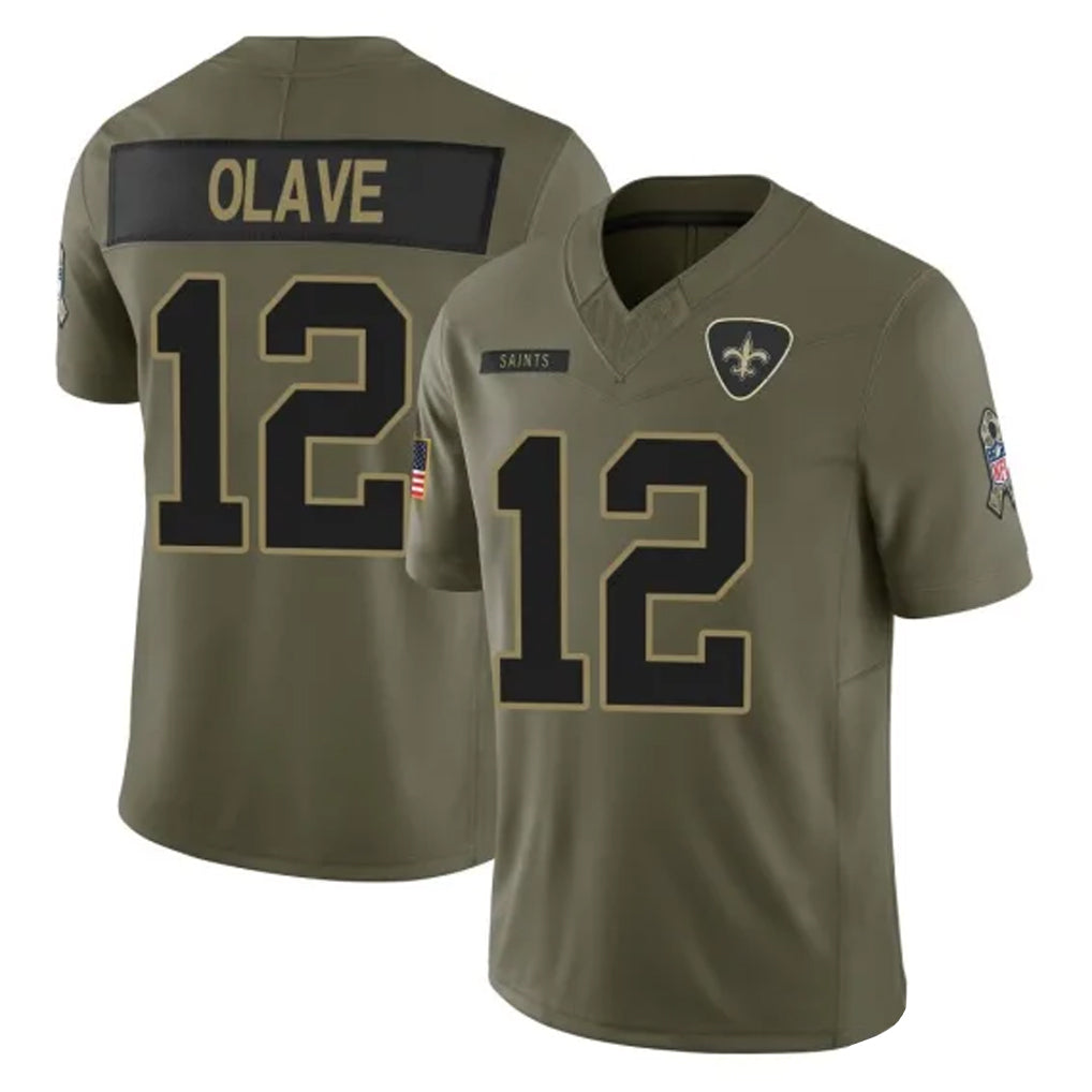 harde NO.Saints #12 Chris Olave Player Olive 2025 Salute To Service Limited Stitched Jerseys