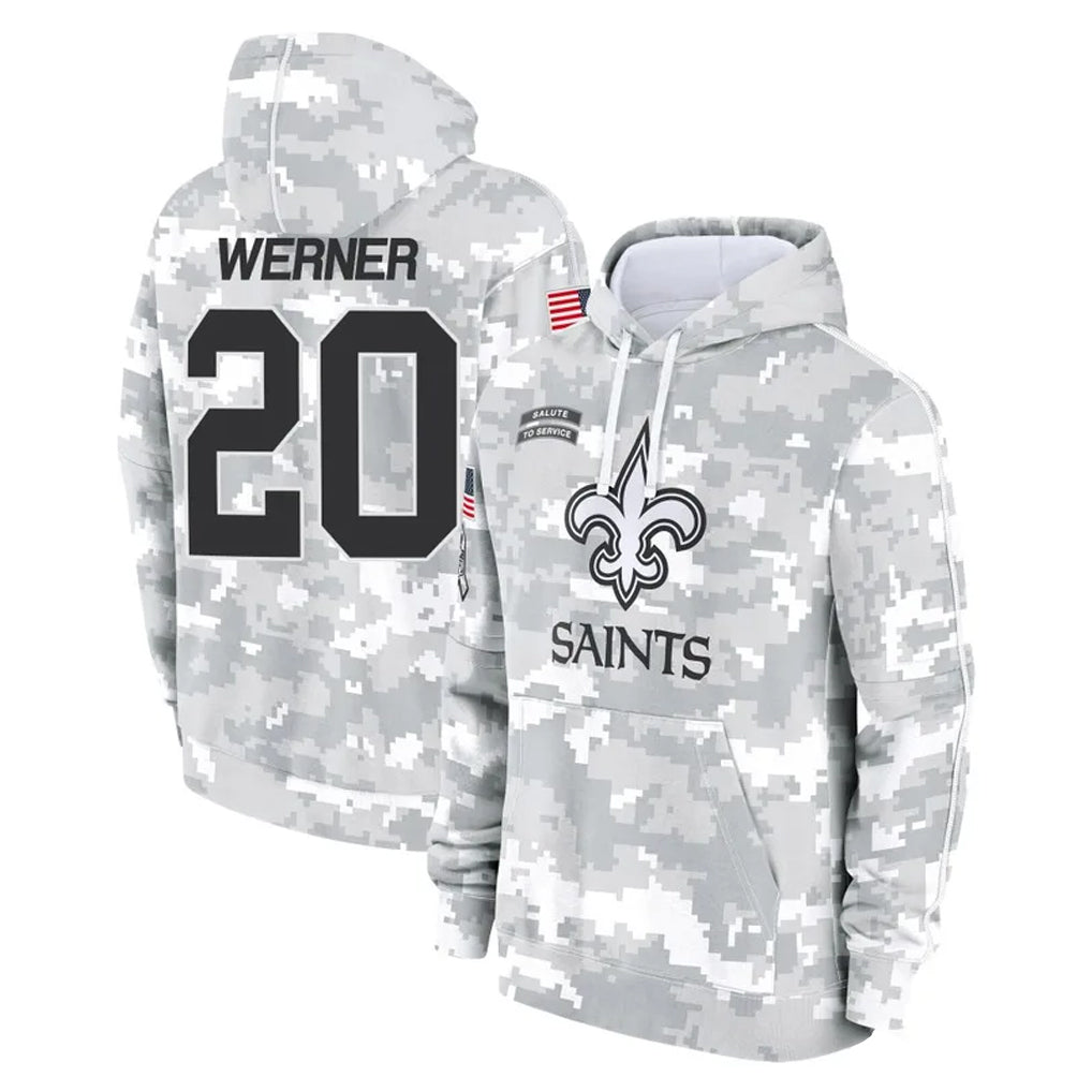 harde NO.Saints #20 Pete Werner Player Arctic Camo Salute to Service Pullover Hoodies Limited Game Stitched Jerseys