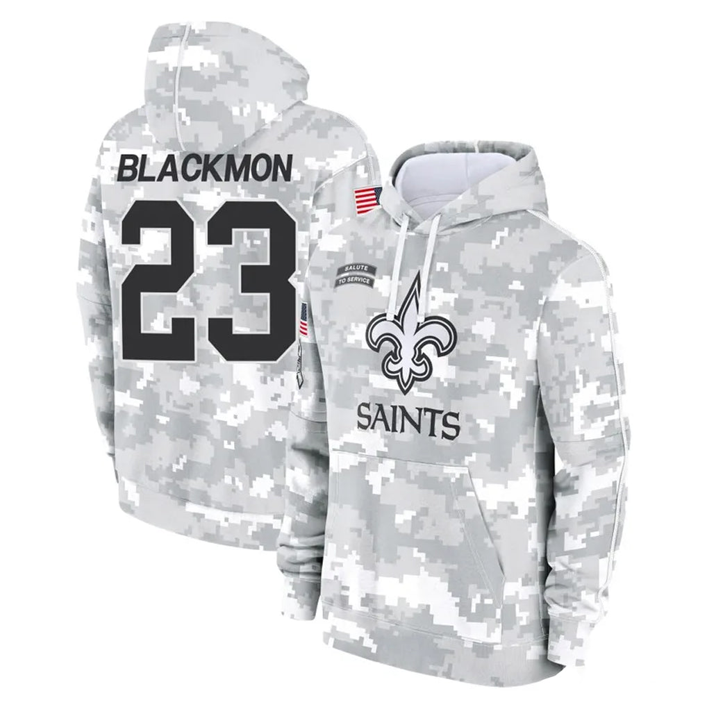 harde NO.Saints #23 Julian Blackmon Player Arctic Camo Salute to Service Pullover Hoodies Limited Game Stitched Jerseys