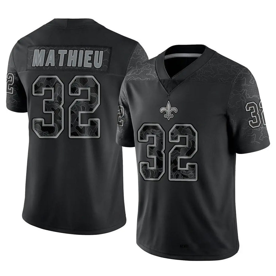 harde NO.Saints #32 Tyrann Mathieu Player Black RFLCTV Limited Stitched Jerseys