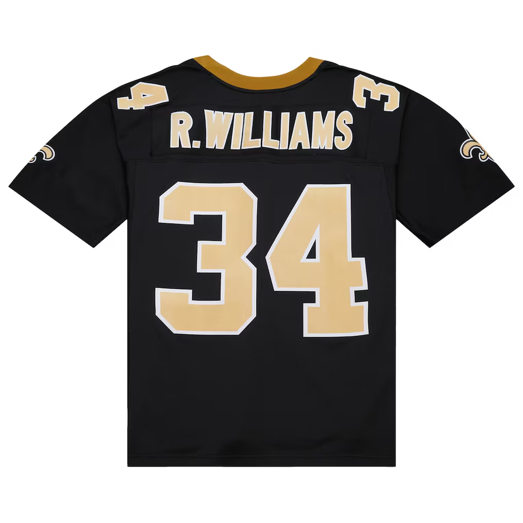 harde NO.Saints #34 Ricky Williams Mitchell & Ness Black 1999 Legacy Replica Stitched Puhic Jersey