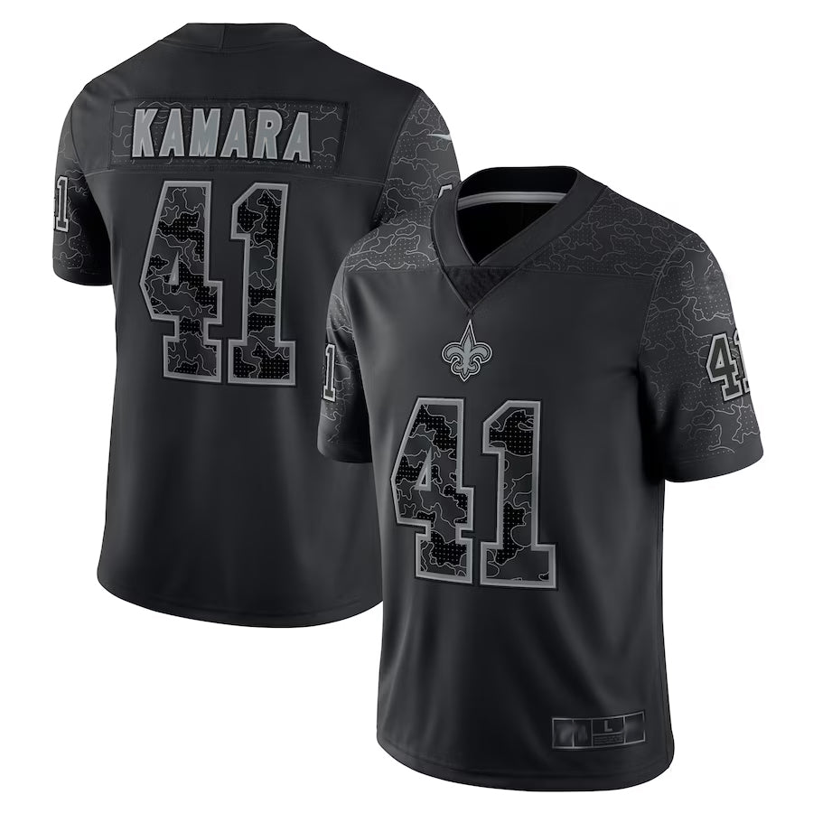 harde NO.Saints #41 Alvin Kamara Player Black RFLCTV Limited Stitched Jerseys