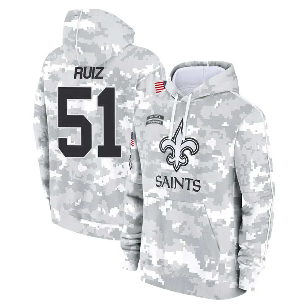 harde NO.Saints #51 Cesar Ruiz Player Arctic Camo Salute to Service Pullover Hoodies Limited Game Stitched Jerseys