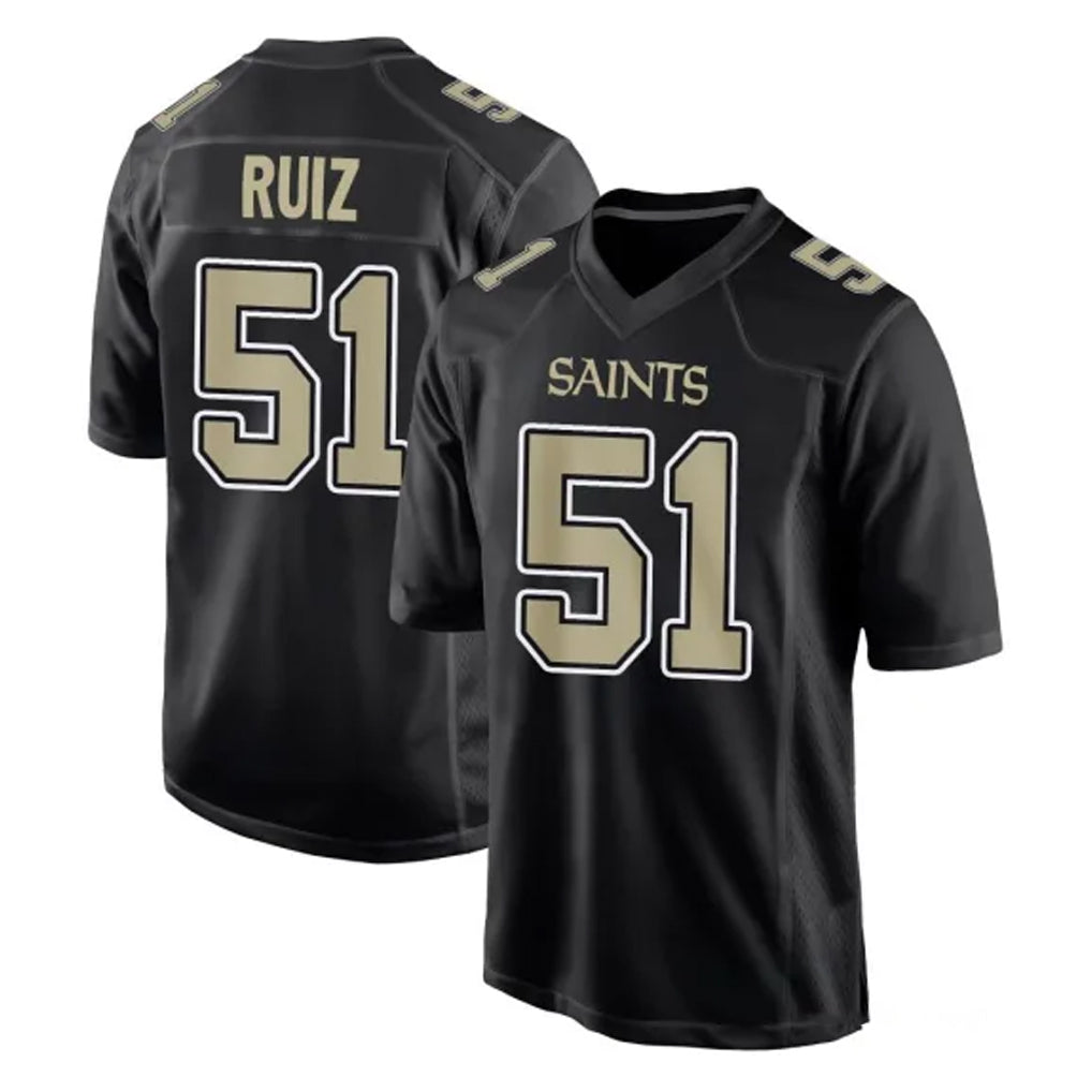 harde NO.Saints #51 Cesar Ruiz Player Black Carbon Fashion Home Game Stitched Jerseys