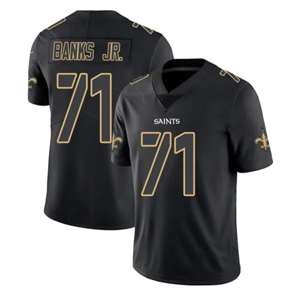 harde NO.Saints #71 Kelvin Banks Jr. Player Black Impact Limited Home Game Stitched Jerseys